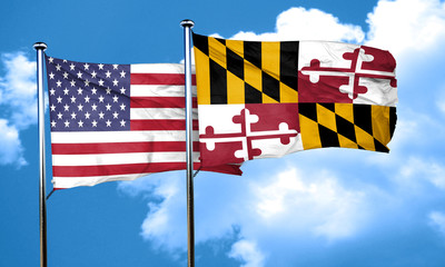 maryland with united states flag, 3D rending, combined flags