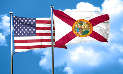 florida with united states flag, 3D rending, combined flags