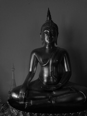 High contrast monotone image of beautiful buddha statue