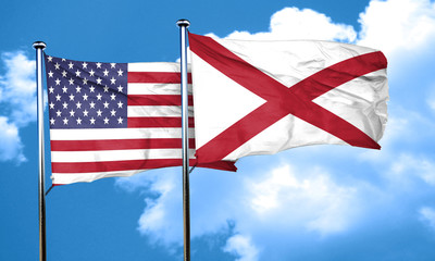 alabama with united states flag, 3D rending, combined flags