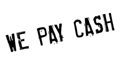 We Pay Cash rubber stamp. Grunge design with dust scratches. Effects can be easily removed for a clean, crisp look. Color is easily changed.
