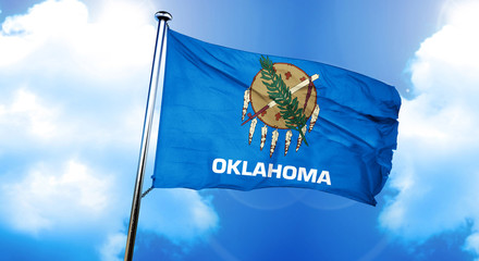 oklahoma flag, 3D rendering, on a cloud background