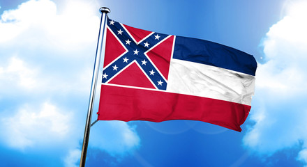 mississippi flag, 3D rendering, on a cloud background