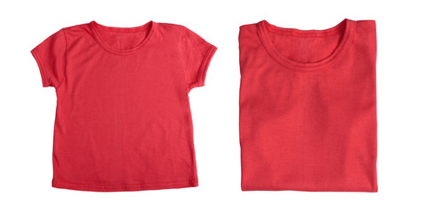 Red infant baby t-shirts on white