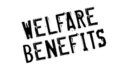 Welfare Benefits rubber stamp. Grunge design with dust scratches. Effects can be easily removed for a clean, crisp look. Color is easily changed.