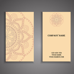 Invitation, business card or banner with text template. Round fl