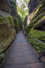 Mystical stairs between rocks near Rathen, Germany, Europe (Sach