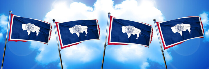 wyoming flag, 3D rendering, on a cloud background