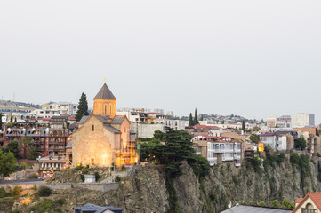 Fototapeta na wymiar Tbilisi cityscape with Historic neighborhood of Metekhi in Tbilisi, the capital of Georgia