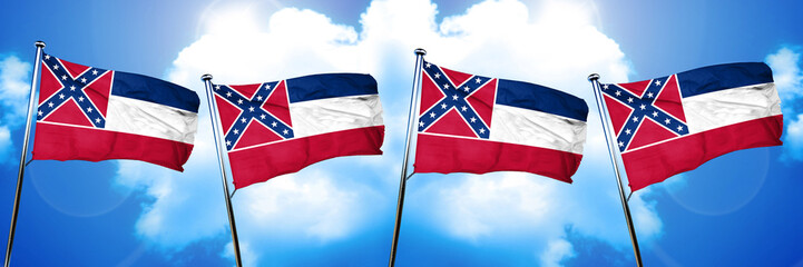 mississippi flag, 3D rendering, on a cloud background