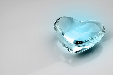 Glass heart with copy space