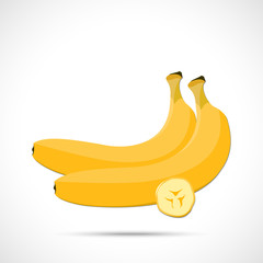 Yellow bananas with sliced lobule. Fruit icon. 