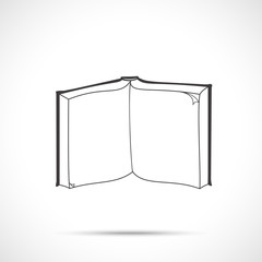 Open book icon isolated on white background. Line art style.