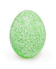 Green easter egg isolated on white background with clipping path