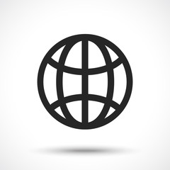 The globe icon. Globe symbol. Earth symbol isolated on white background. Line art style.