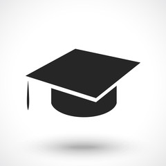 Graduation hat icon isolated on white background. Education symbol. 