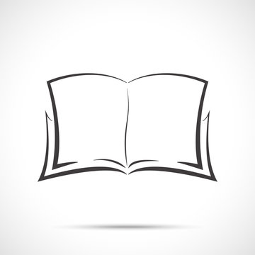 Open book icon isolated on white background. Line art style.