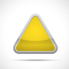 Empty yellow triangle button icon isolated on a white background. Sticker, button.