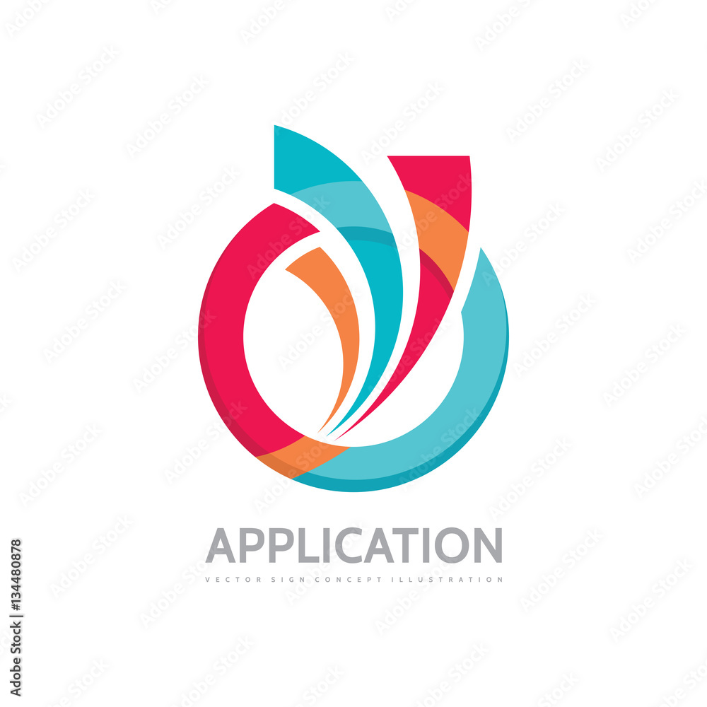 Poster application - vector business logo concept illustration. colored ring with abstract shapes. positive
