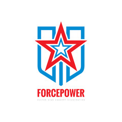 Force power concept sign. Star, shield and stripes - vector logo template illustration. Abstract symbol. Design element.