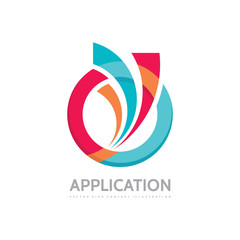 Fototapeta premium Application - vector business logo concept illustration. Colored ring with abstract shapes. Positive geometric sign in optimism style. Design element. 