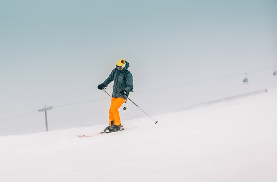 Man skier at ski slope