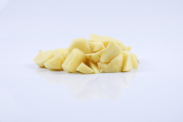 Fresh raw potato on white background.
