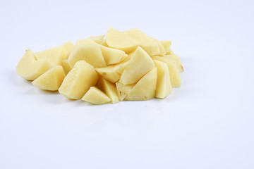 Fresh raw potato on white background.