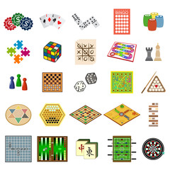board games flat icon set - 134481417