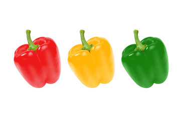 multicolored sweet peppers isolated on white background