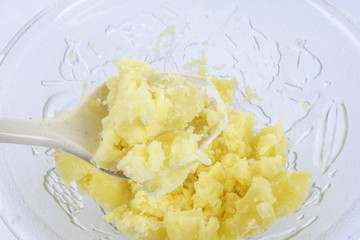 Mash potato in the making.