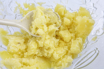 Mash potato in the making.