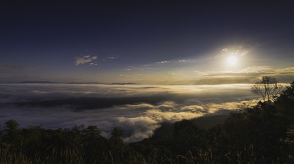 Landscape Panorama During Sunrise With Amazing View