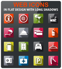 hotel room services icon set