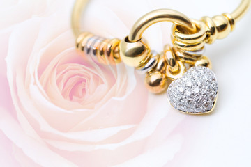 diamond bangle on roses background