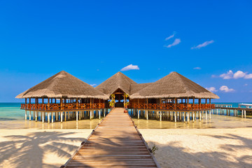 Cafe on tropical Maldives island