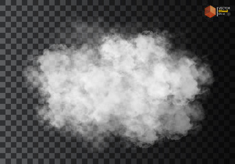 Fog or smoke isolated transparent special effect. White vector cloudiness, mist or smog background. Vector illustration