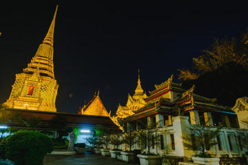 Thai Pagoda art architecture in Wat Phra Chetupon Vimolmangklararm (Wat Pho) temple, Thailand.