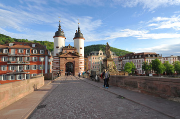 Brückentor, Alte Brücke, Karl-Theodor-Brücke, Heidelberg, Neckar, Doppeltürme, Altstadt,...