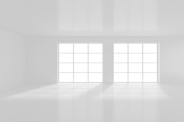 White empty interior with window. 3d rendering