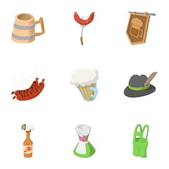 Alcohol icons set, cartoon style