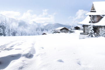 Fototapeta premium winter road and free space 