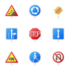 Sign icons set, cartoon style