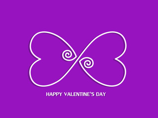 Heart white line Valentine's day on purple background