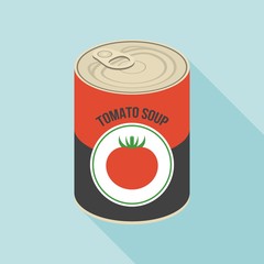 Tomato soup canned, flat design