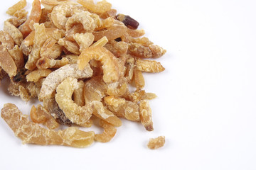 Deep fried shrimps, fritter shrimps, milanese shrimps on white background, small prawn,