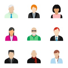 Avatar people icons set, flat style