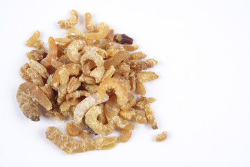 Deep fried shrimps, fritter shrimps, milanese shrimps on white background, small prawn,