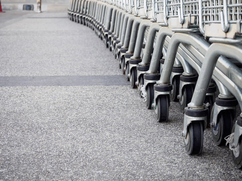 Shopping carts on parking lot