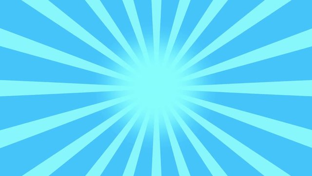Blue Burst vector background. Cartoon sun light over Blue sky Background with copy space, Nice sunburst vintage style sun - Retro Pattern. circuses Background seamless loop. motion background